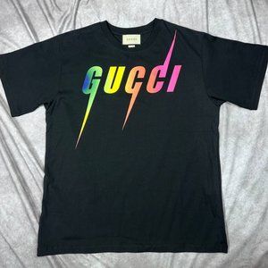 Gucci Blade Gradient Logo Cotton T-shirt Tee Jersey Black Size M